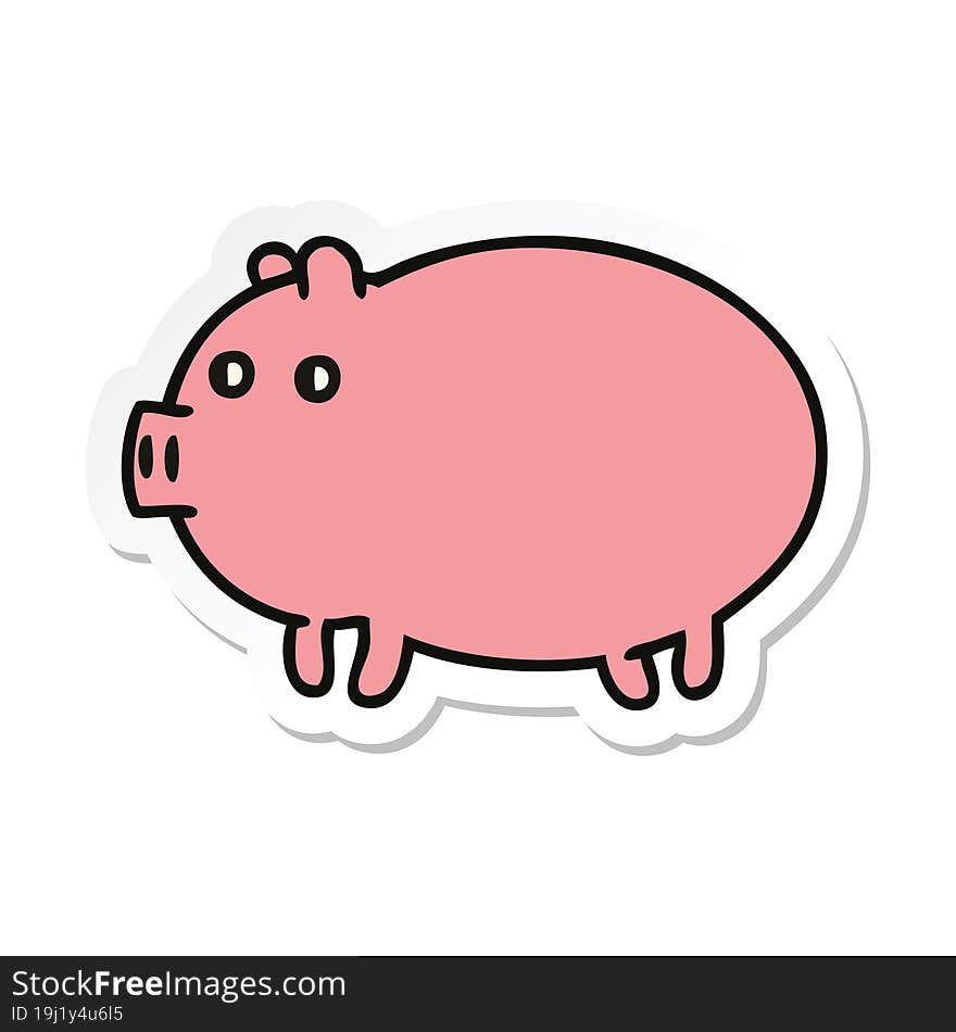 sticker of a cute cartoon fat pig