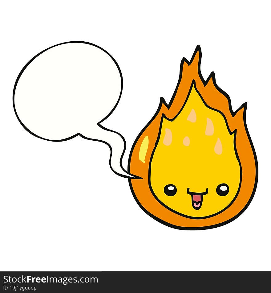 cartoon flame and speech bubble