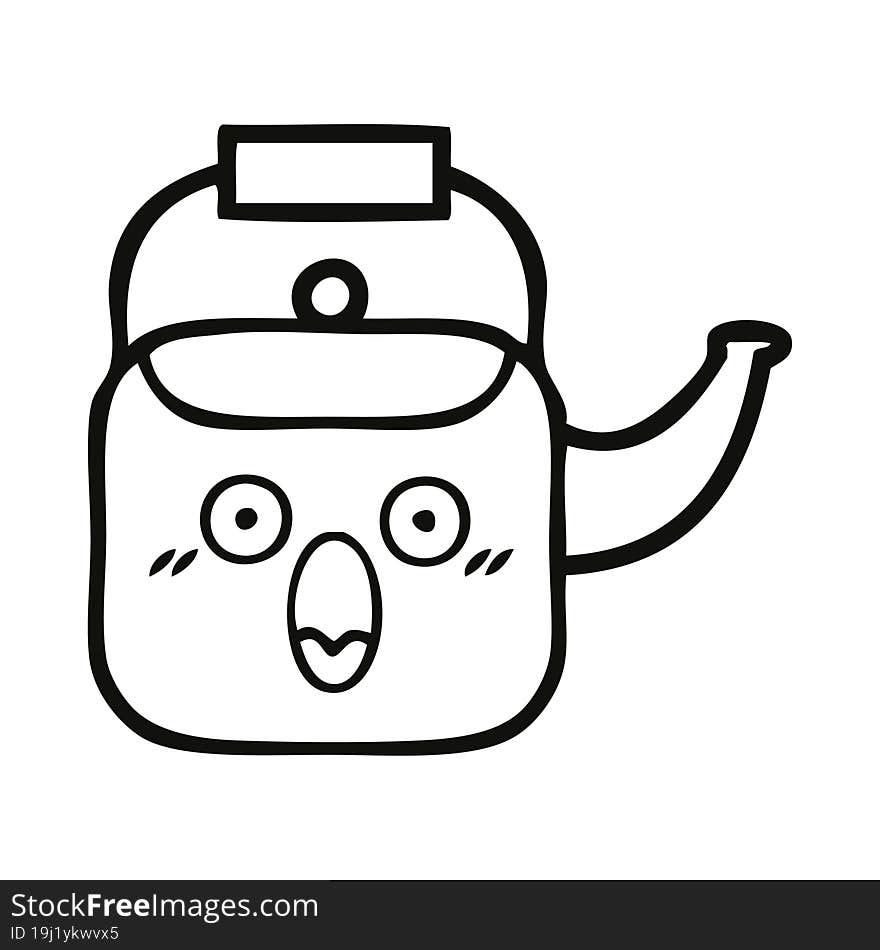 line drawing cartoon kettle