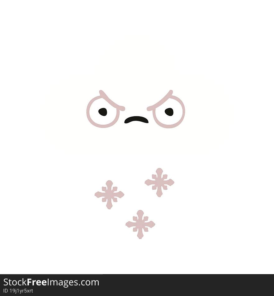 Flat Color Retro Cartoon Snow Cloud