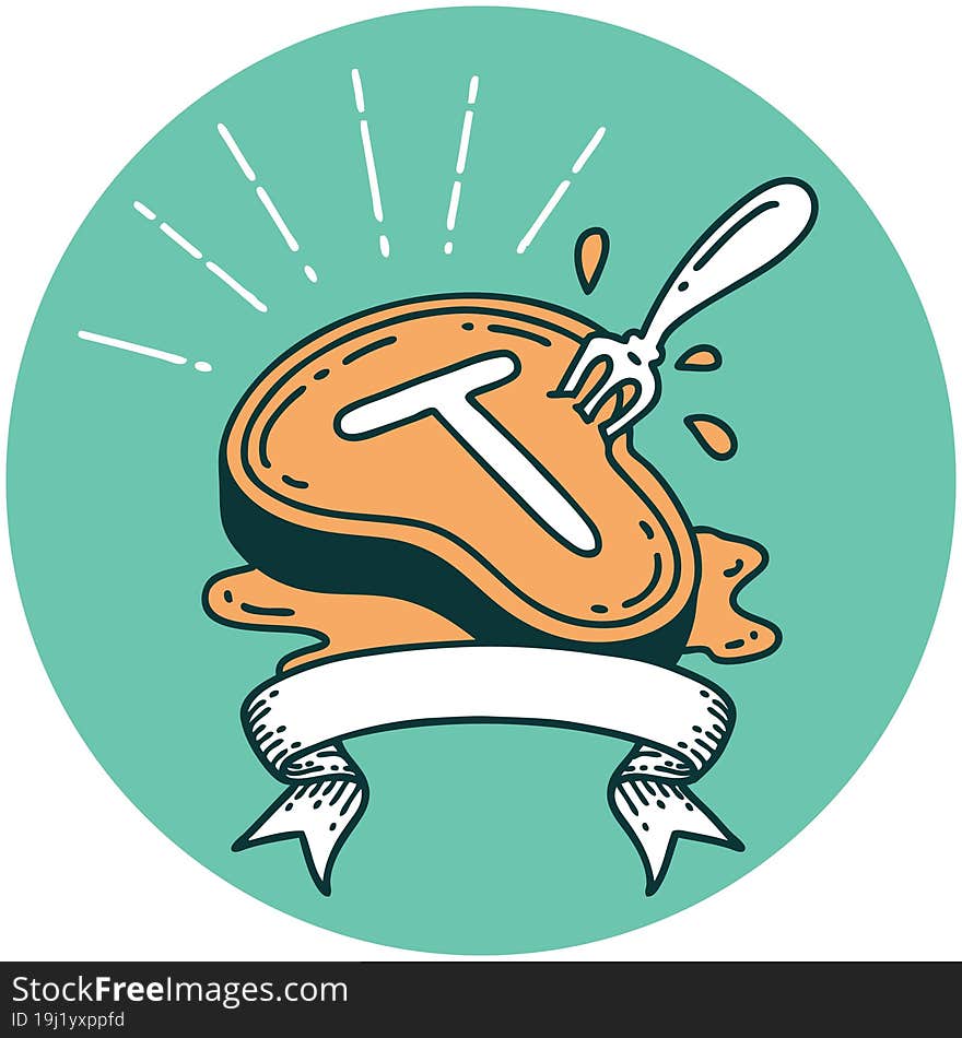 Icon Of Tattoo Style Steak And Fork