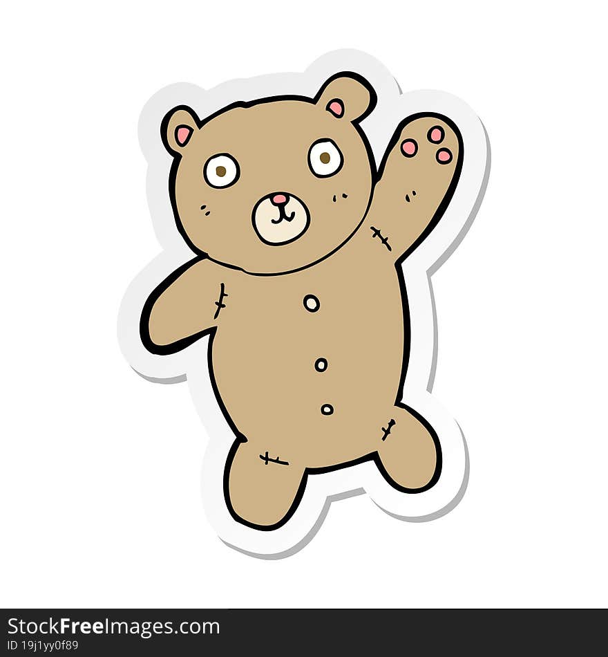 Sticker Of A Cartoon Cute Teddy Bear