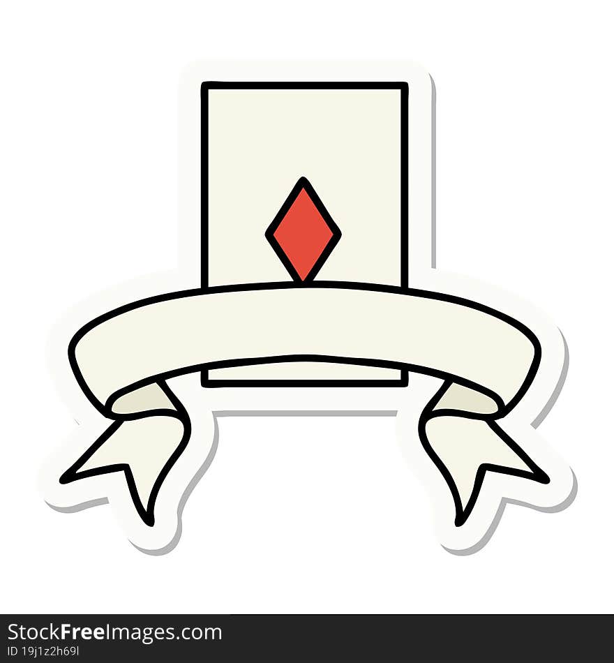 tattoo sticker with banner of the ace of diamonds