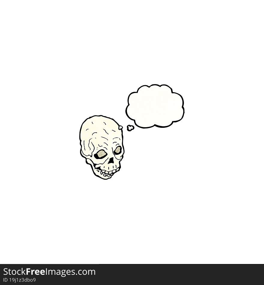 cartoon skull with thought bubble