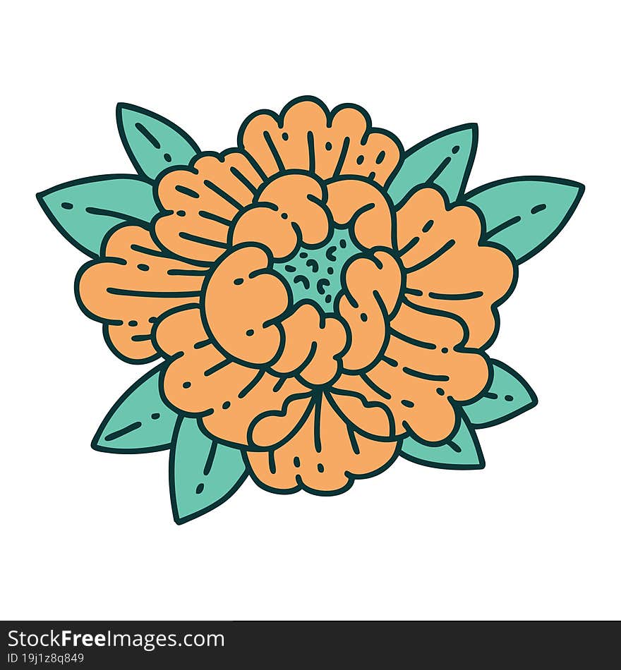 tattoo style icon of a blooming flower