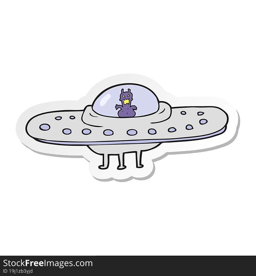 sticker of a cartoon flying saucer