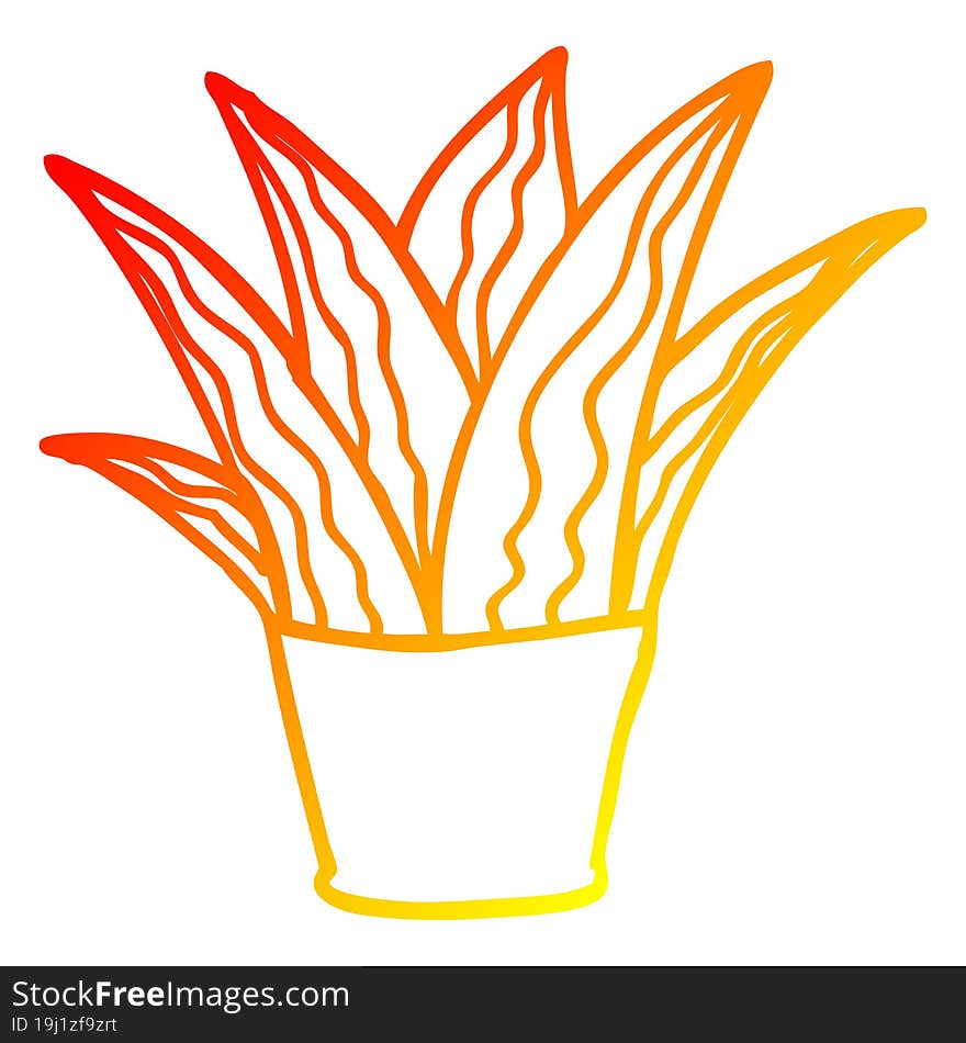 Warm Gradient Line Drawing Cartoon House Plant