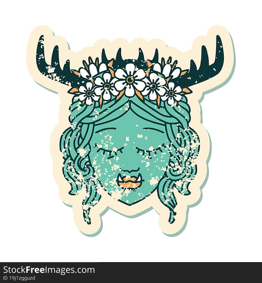 Retro Tattoo Style orc druid character face. Retro Tattoo Style orc druid character face