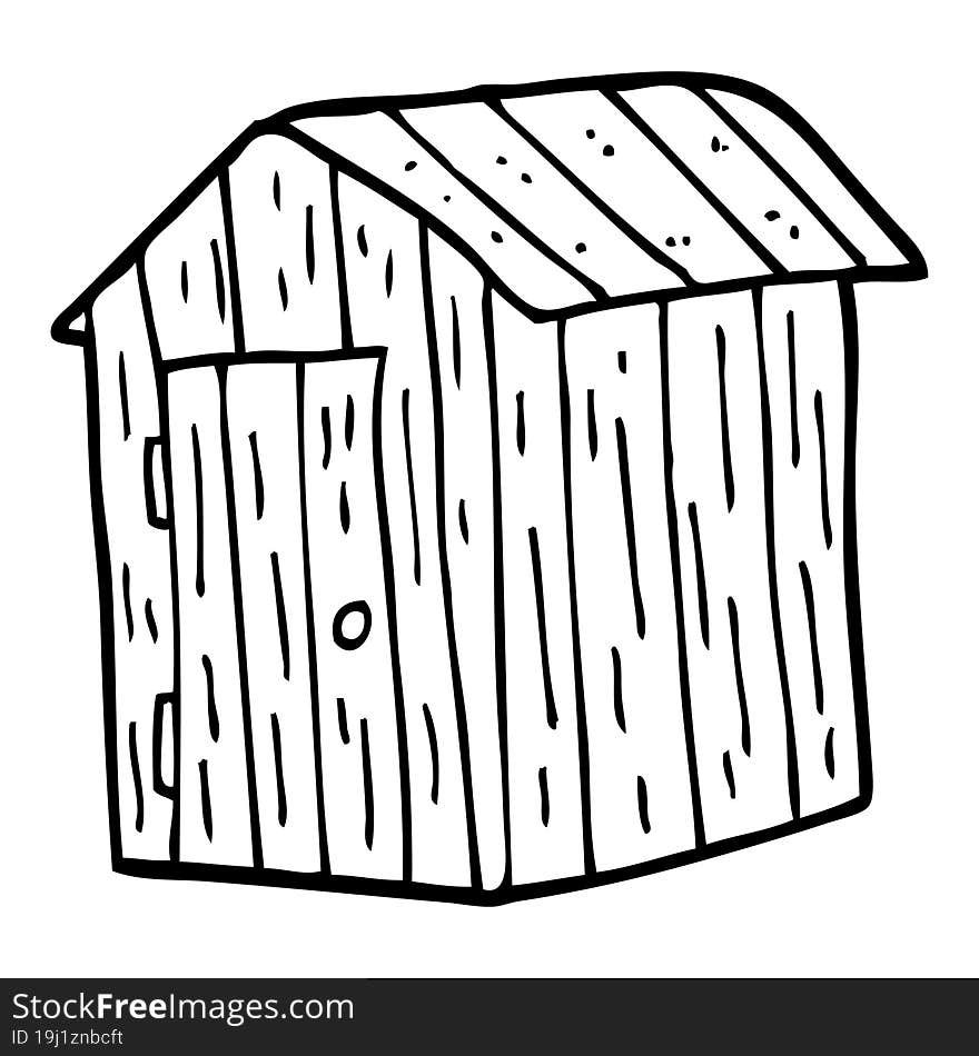 line drawing cartoon wooden shed