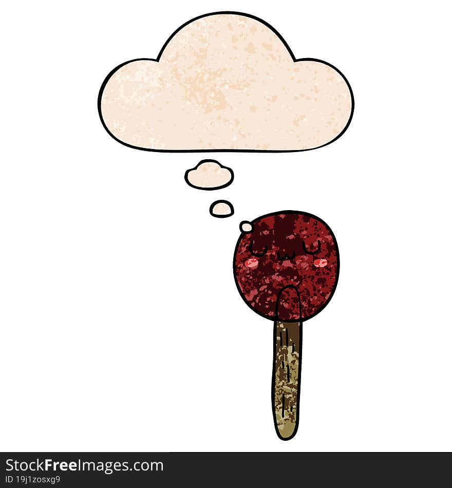 cartoon lollipop and thought bubble in grunge texture pattern style