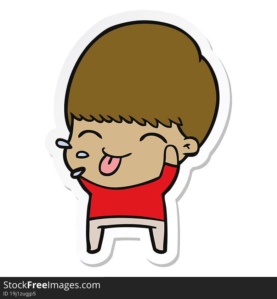 sticker of a cartoon calm boy