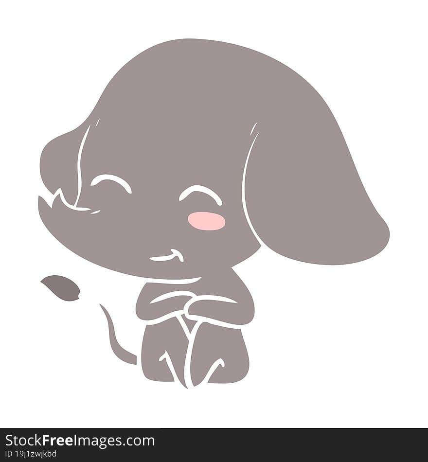 cute flat color style cartoon elephant