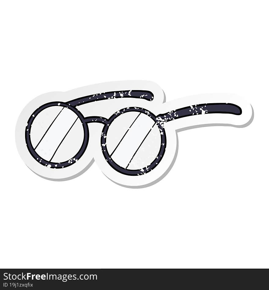 distressed sticker of a cartoon spectacles