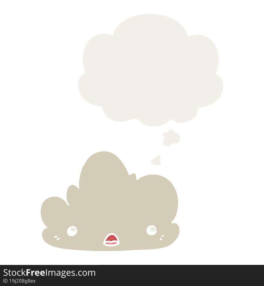 cute cartoon cloud and thought bubble in retro style