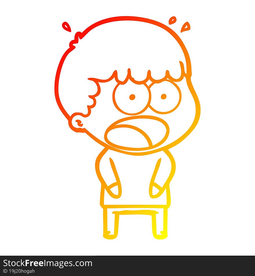 warm gradient line drawing cartoon shocked man