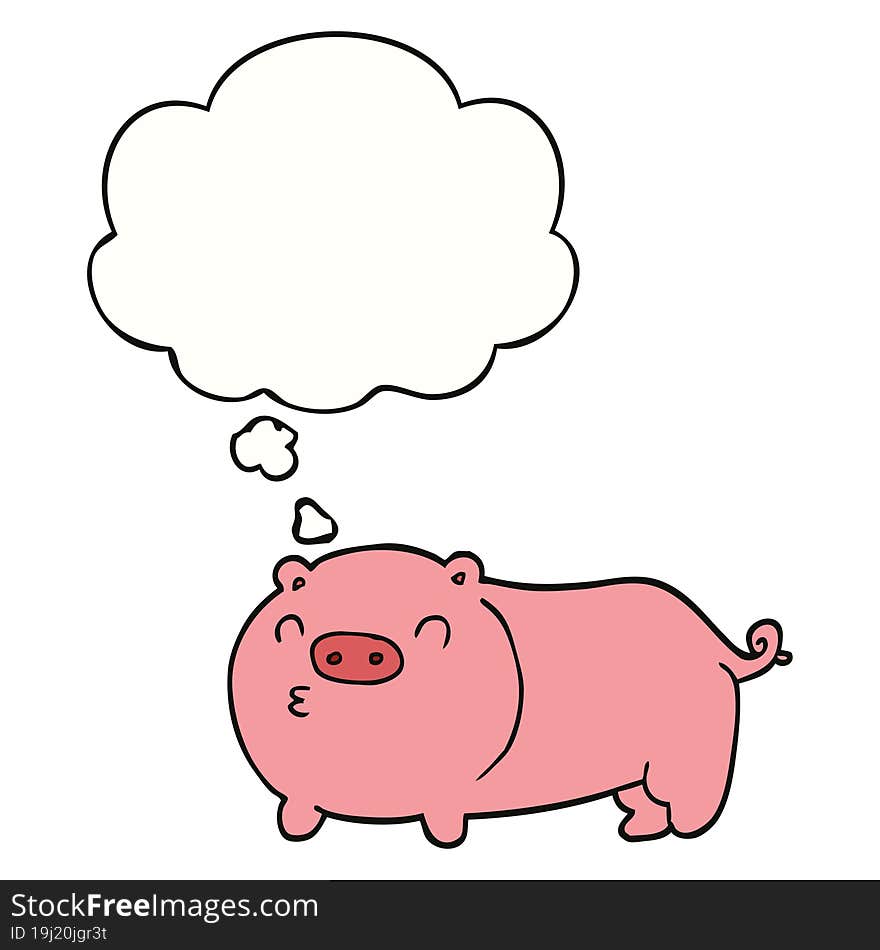 cartoon pig and thought bubble