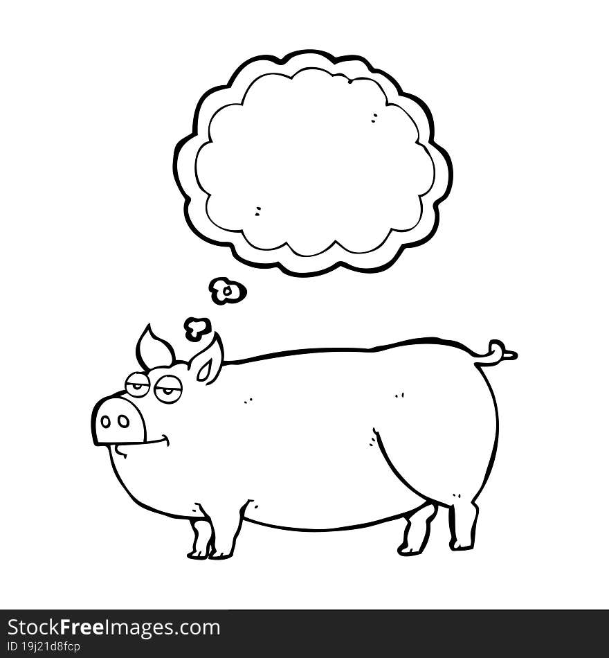 Thought Bubble Cartoon Huge Pig