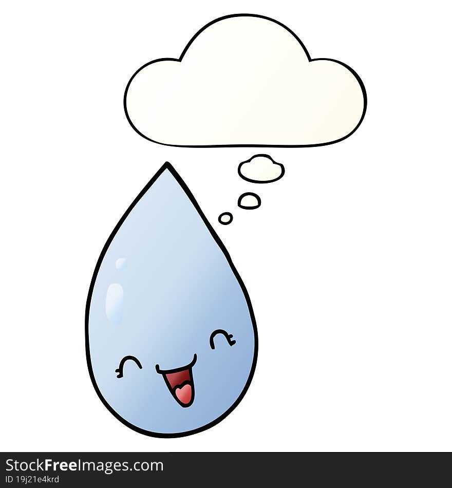 cartoon raindrop and thought bubble in smooth gradient style