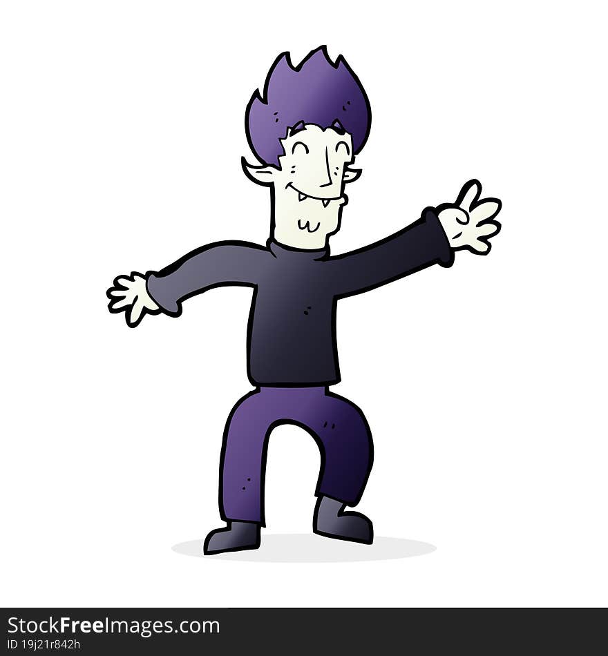 cartoon happy vampire man