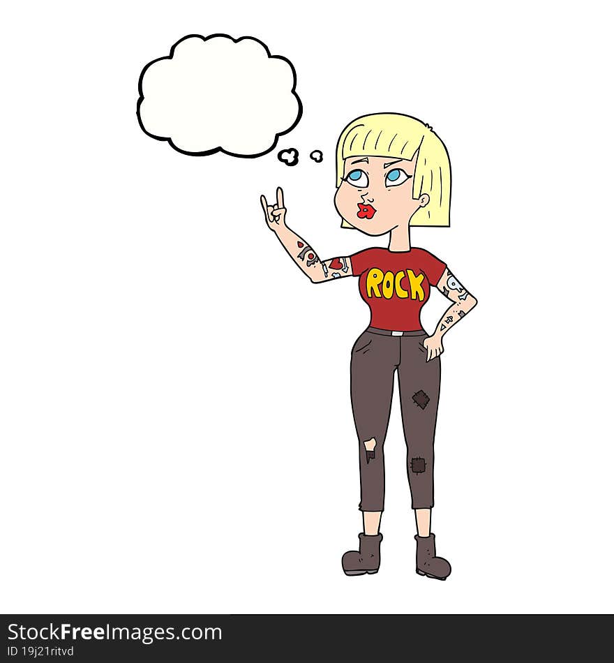 thought bubble cartoon rock girl