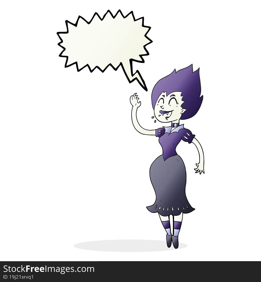 freehand drawn speech bubble cartoon vampire girl