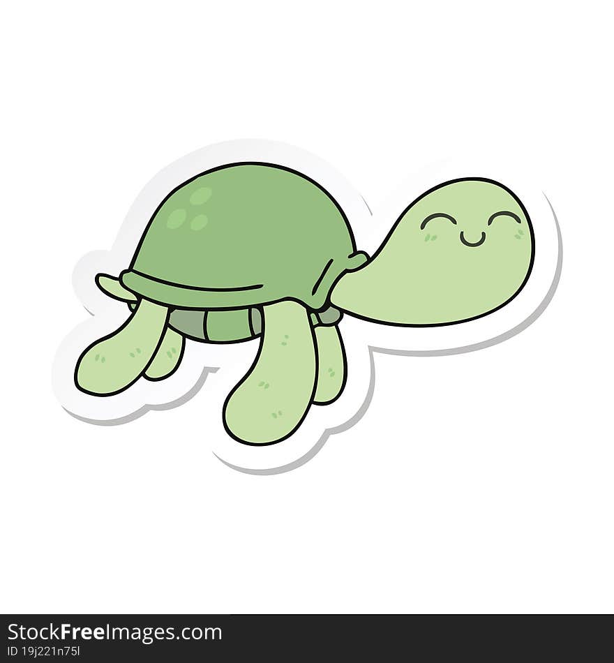 sticker of a quirky hand drawn cartoon turtle