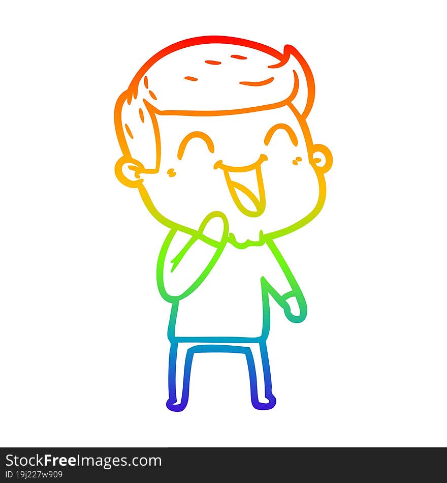 rainbow gradient line drawing of a cartoon man laughing