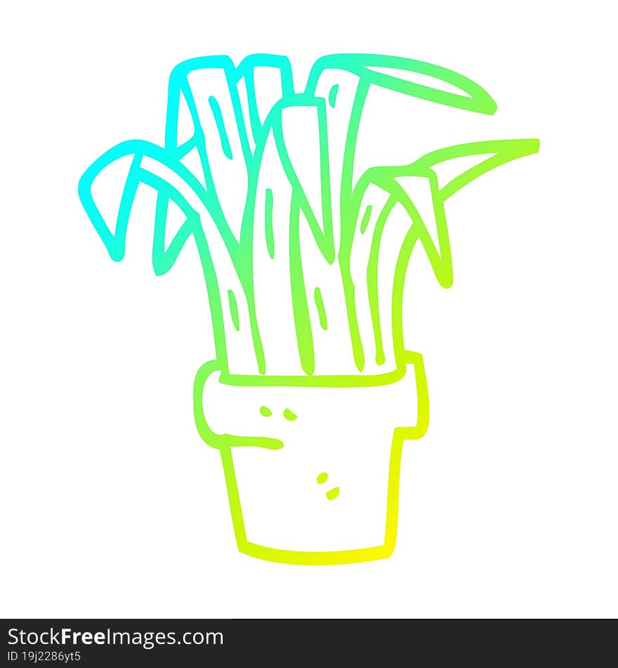 cold gradient line drawing of a cartoon indoor plant