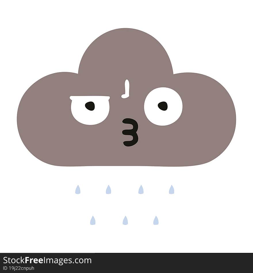 Flat Color Retro Cartoon Storm Rain Cloud