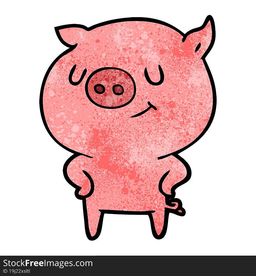 happy cartoon pig. happy cartoon pig