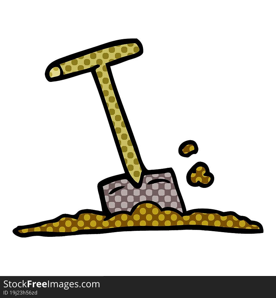 Cartoon Doodle Shovel In Dirt