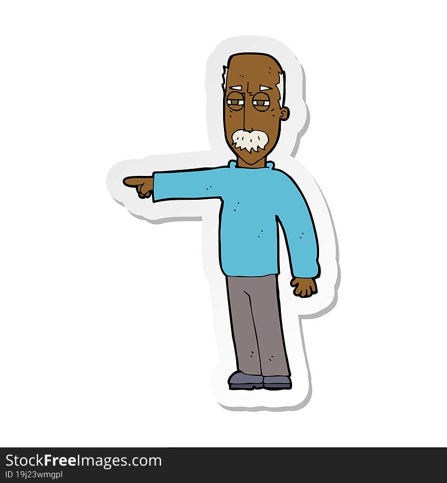 Sticker Of A Cartoon Old Man Gesturing Get Out