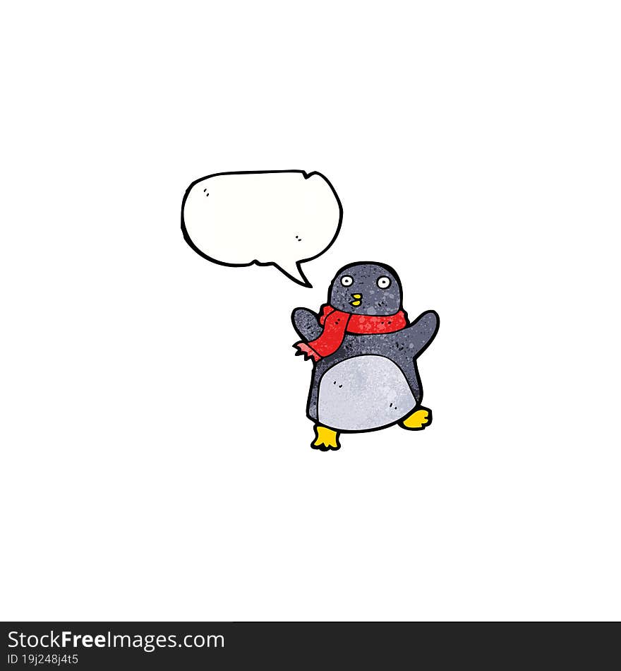 cartoon penguin wearing scarf