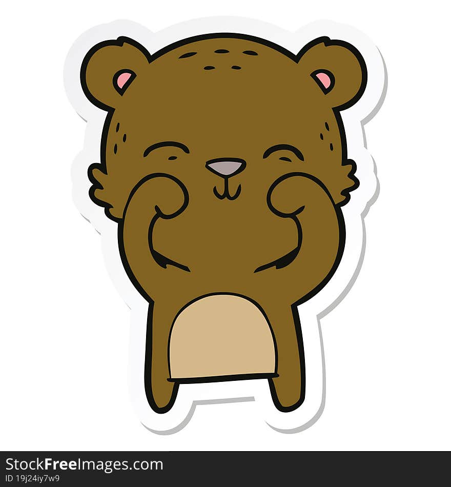 Sticker Of A Happy Cartoon Bear