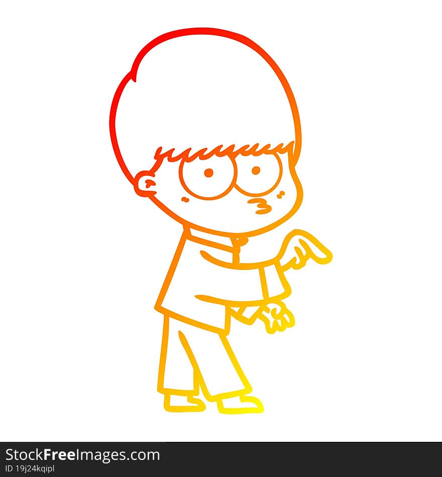 Warm Gradient Line Drawing Nervous Cartoon Boy