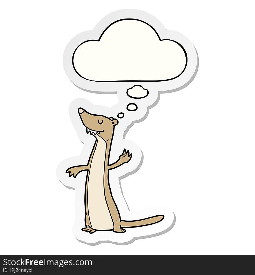 cartoon weasel and thought bubble as a printed sticker