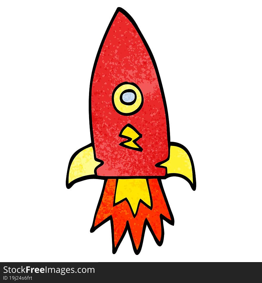 cartoon doodle space rocket