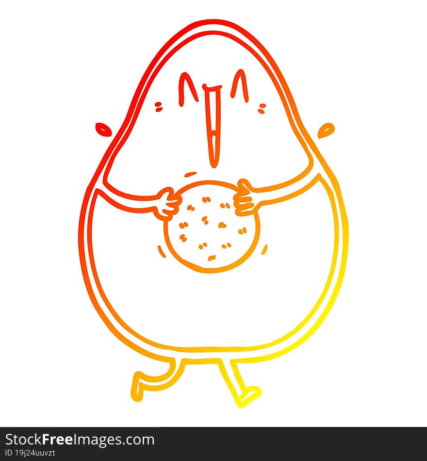 Warm Gradient Line Drawing Happy Cartoon Avocado Laughing