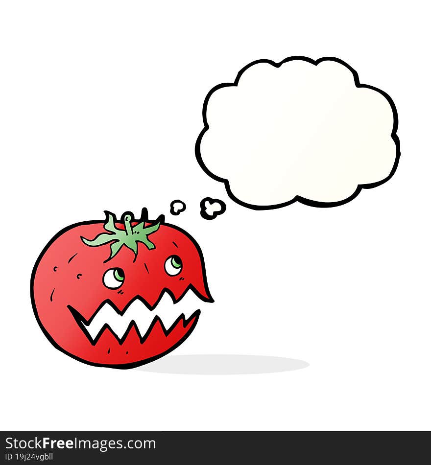 cartoon tomato with speech bubble