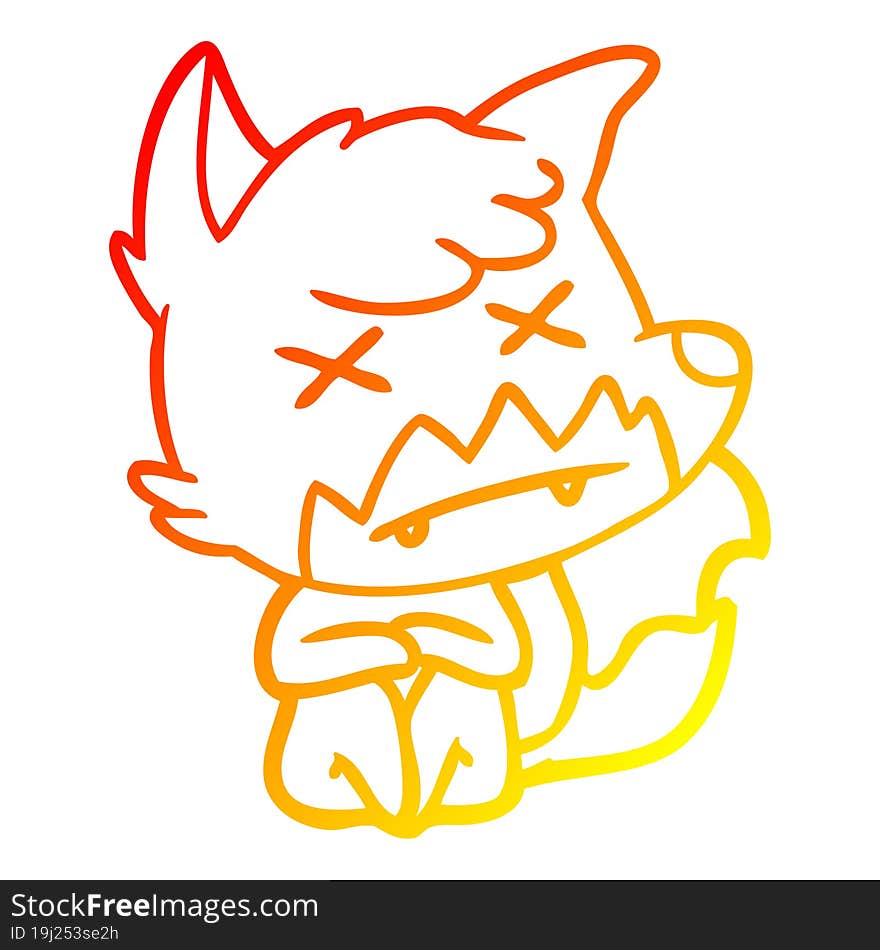 warm gradient line drawing cartoon dead fox