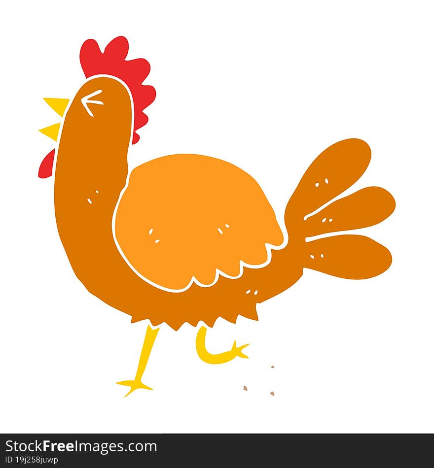 Flat Color Style Cartoon Rooster