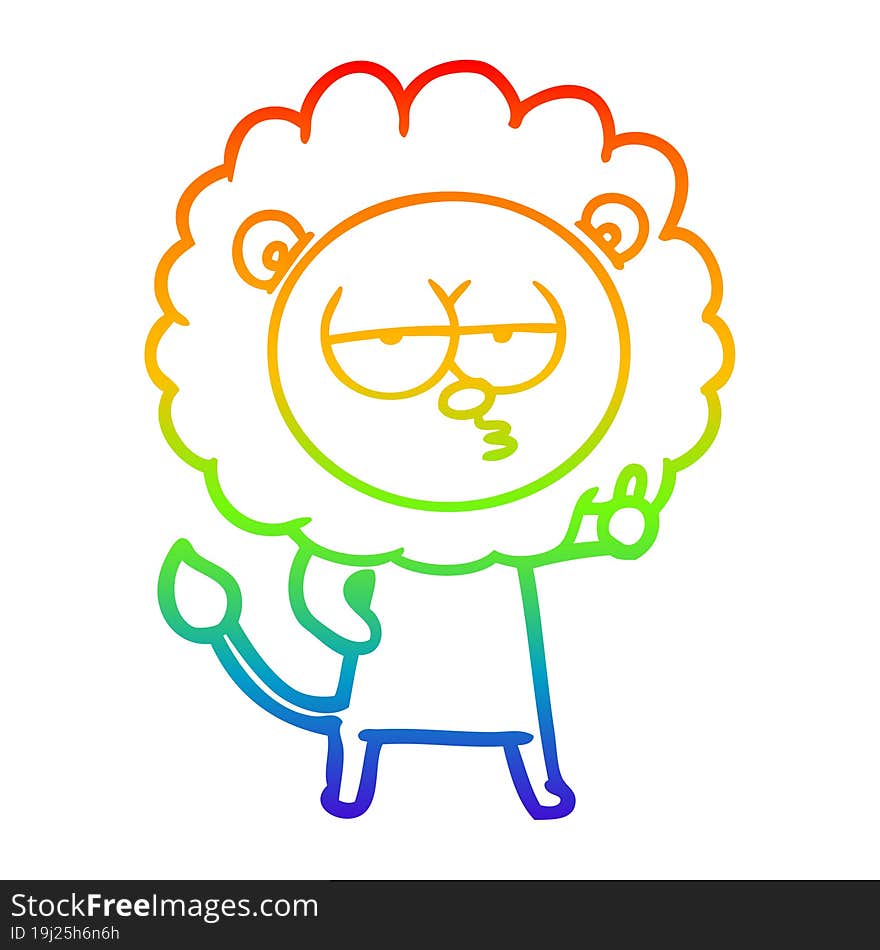 rainbow gradient line drawing cartoon bored lion