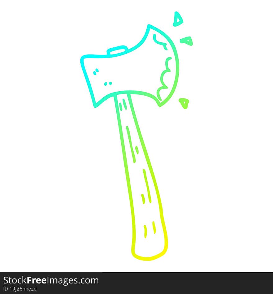 cold gradient line drawing cartoon axe