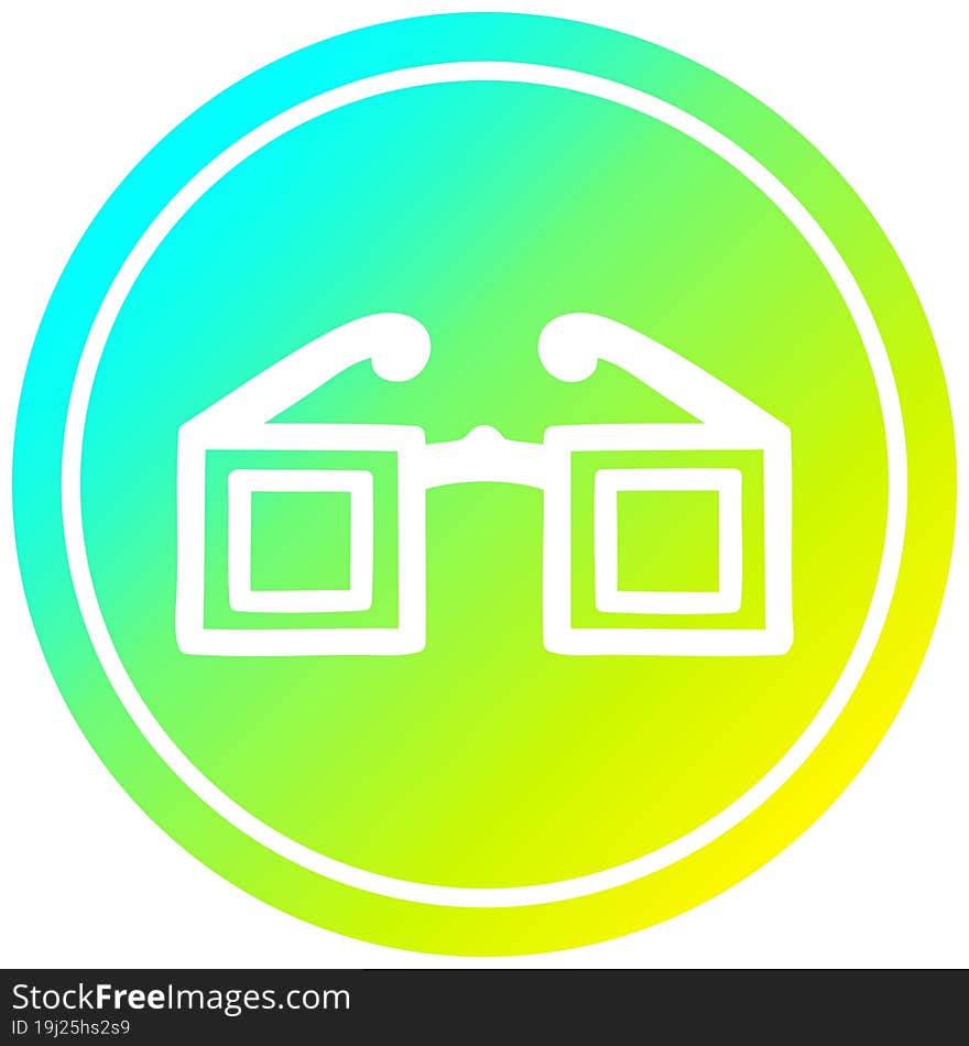 square glasses circular icon with cool gradient finish. square glasses circular icon with cool gradient finish