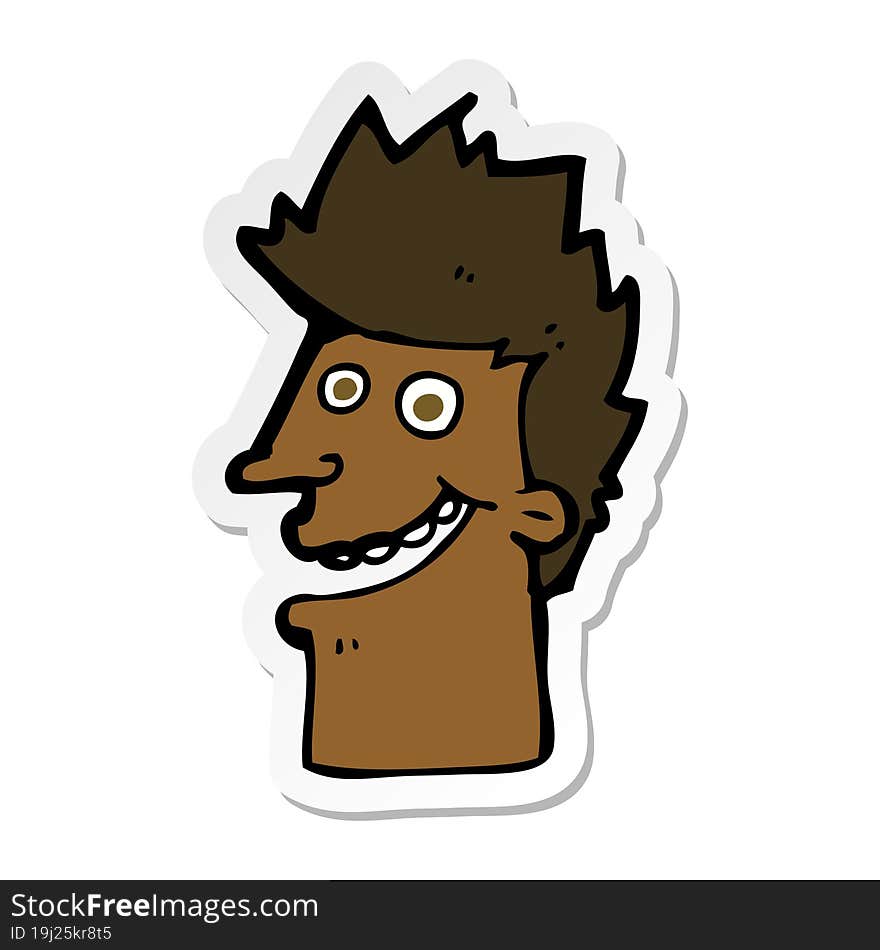 sticker of a cartoon happy man face