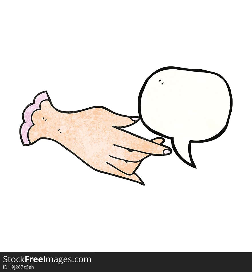 speech bubble textured cartoon hand