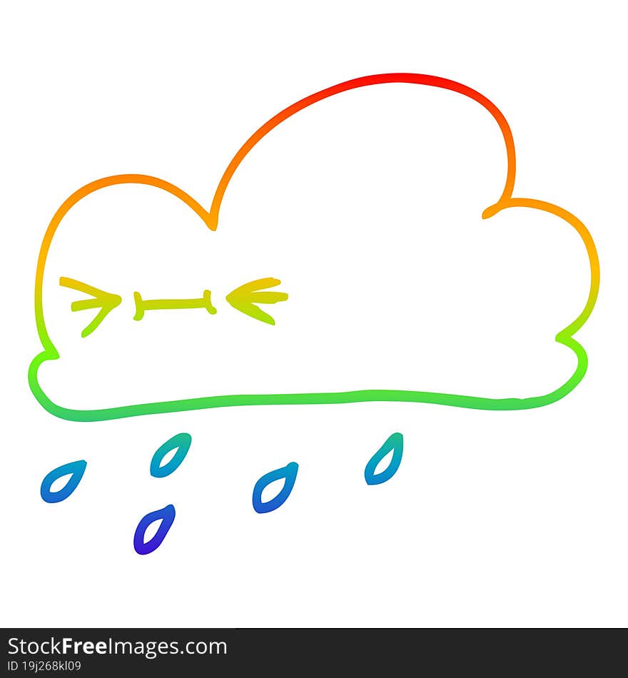 rainbow gradient line drawing cartoon happy grey cloud