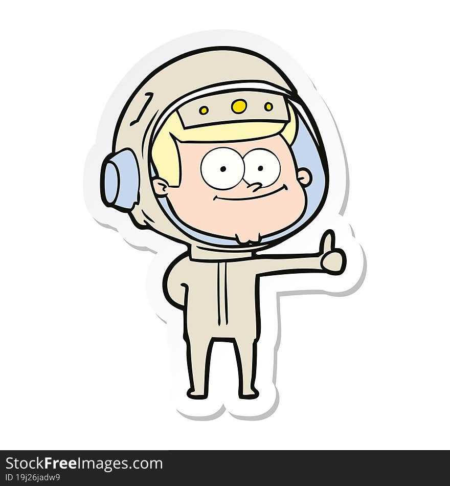 sticker of a happy astronaut cartoon