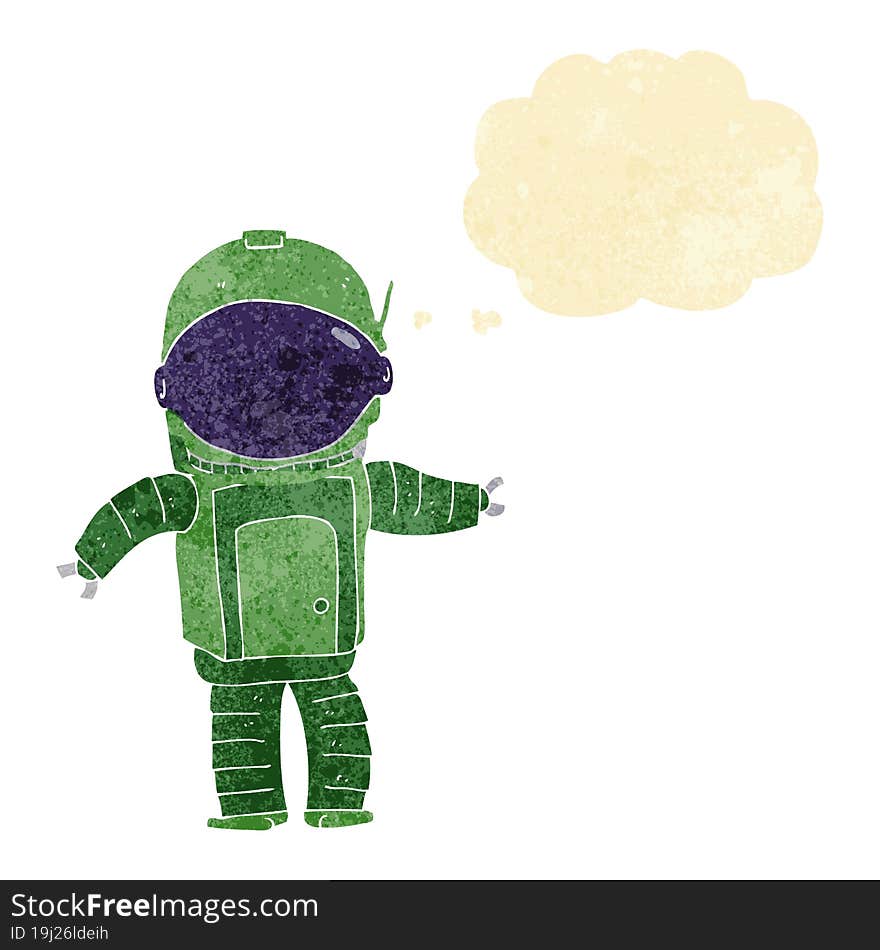 cartoon astronaut with thought bubble