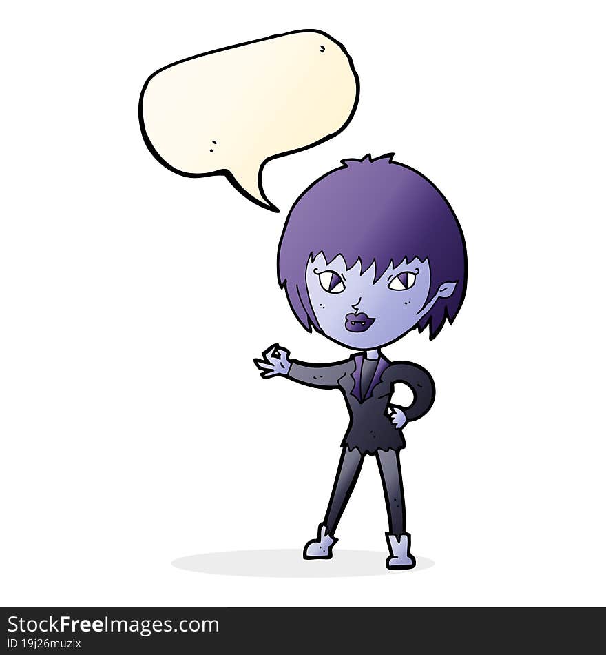 cartoon vampire girl with speech bubble